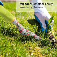 Load image into Gallery viewer, Awefrank Weed Puller Tool, Metal Leverage Base and V-shaped forks for Easy Weed Removal & Deeper Root Digging, Heavy Duty Stainless Steel with Wood Handle for Gardening