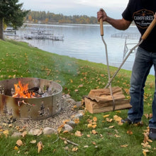 Load image into Gallery viewer, Awefrank Fire Tongs Firewood Grabber Tool with Scissor Shape Serrated, Log Claw Tongs for Bonfire Campfire Fire Pit Outdoor Indoor