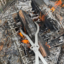 Load image into Gallery viewer, Awefrank Fire Tongs Firewood Grabber Tool with Scissor Shape Serrated, Log Claw Tongs for Bonfire Campfire Fire Pit Outdoor Indoor