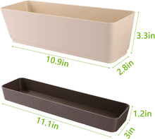 Load image into Gallery viewer, Awefrank 3 Pcs Rectangular Plant Pot, 11" Watering Plant Container with Drainage Hole, Window Planter Box with Saucer for Succulents, Flowers, Herbss