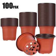 Load image into Gallery viewer, Awefrank 100 Pcs 4&quot; Plastic Plants Nursery Pot/Pots Seedlings Flower Plant Container Seed Starting Pots
