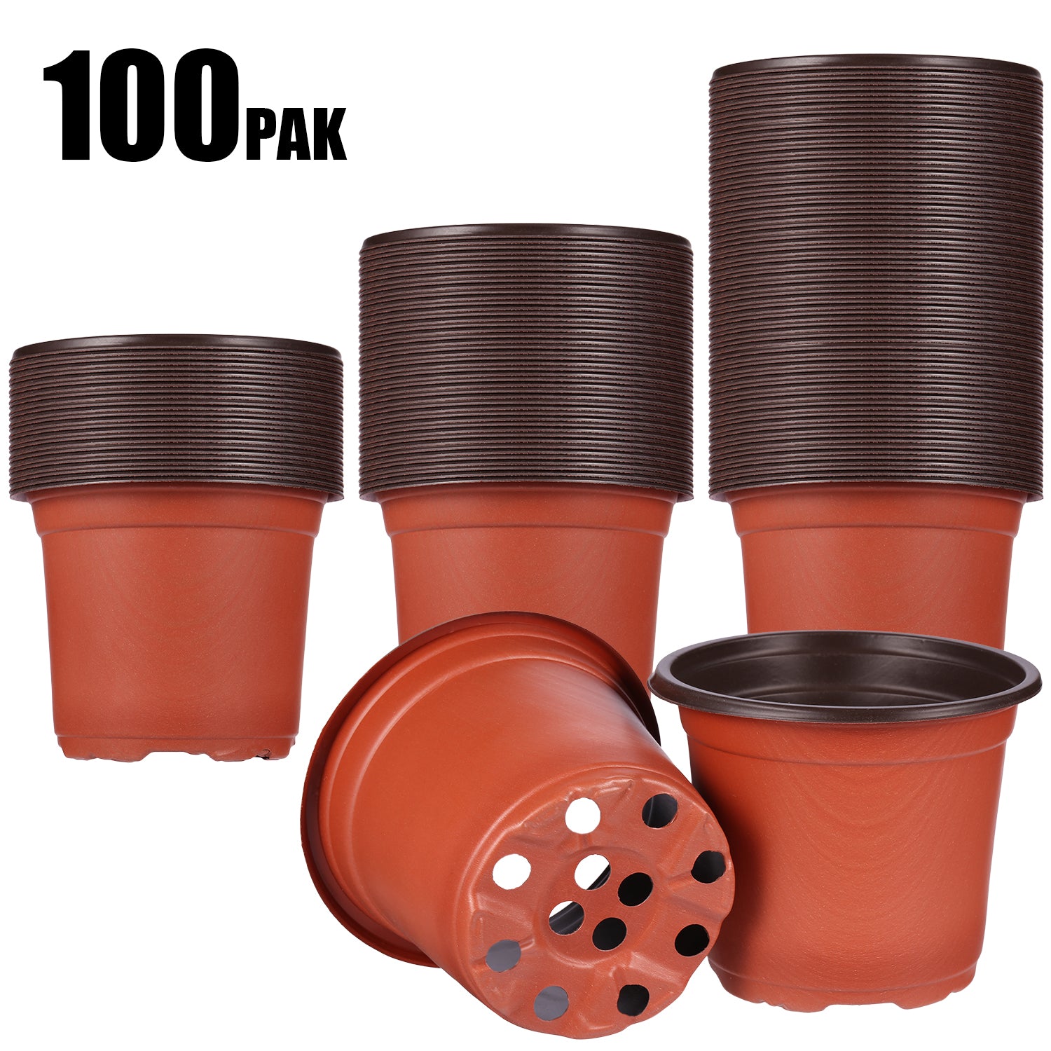 plastic plant starters Awefrank 100 Pcs 4" Plastic Plants Nursery Pot/Pots Seedlings Flower P