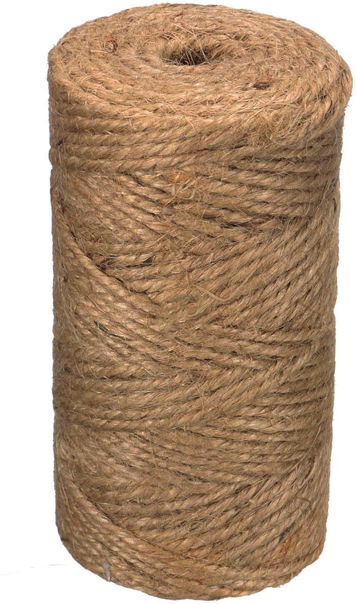 BeCraftee Natural Jute Twine 2 Pack - Best Crafting String for Craft Projects, Wrapping, Packing and More - 656 Feet of Thick Jute Rope to Use Around