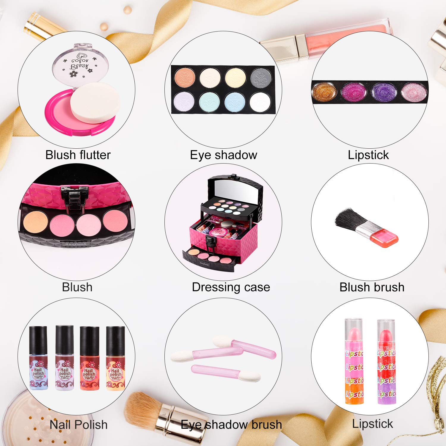 AWEFRANK Kids Makeup Kit for Girls, Girl Makeup Toy, Washable, Non-Tox –  Awefrank